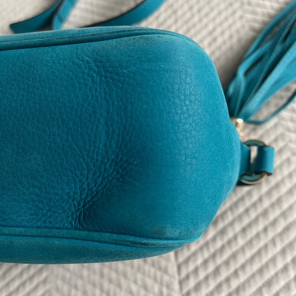 Gucci Soho Disco Cobalt Blue/Turquoise Nubuck Leather Crossbody Bag - Picture 10 of 16